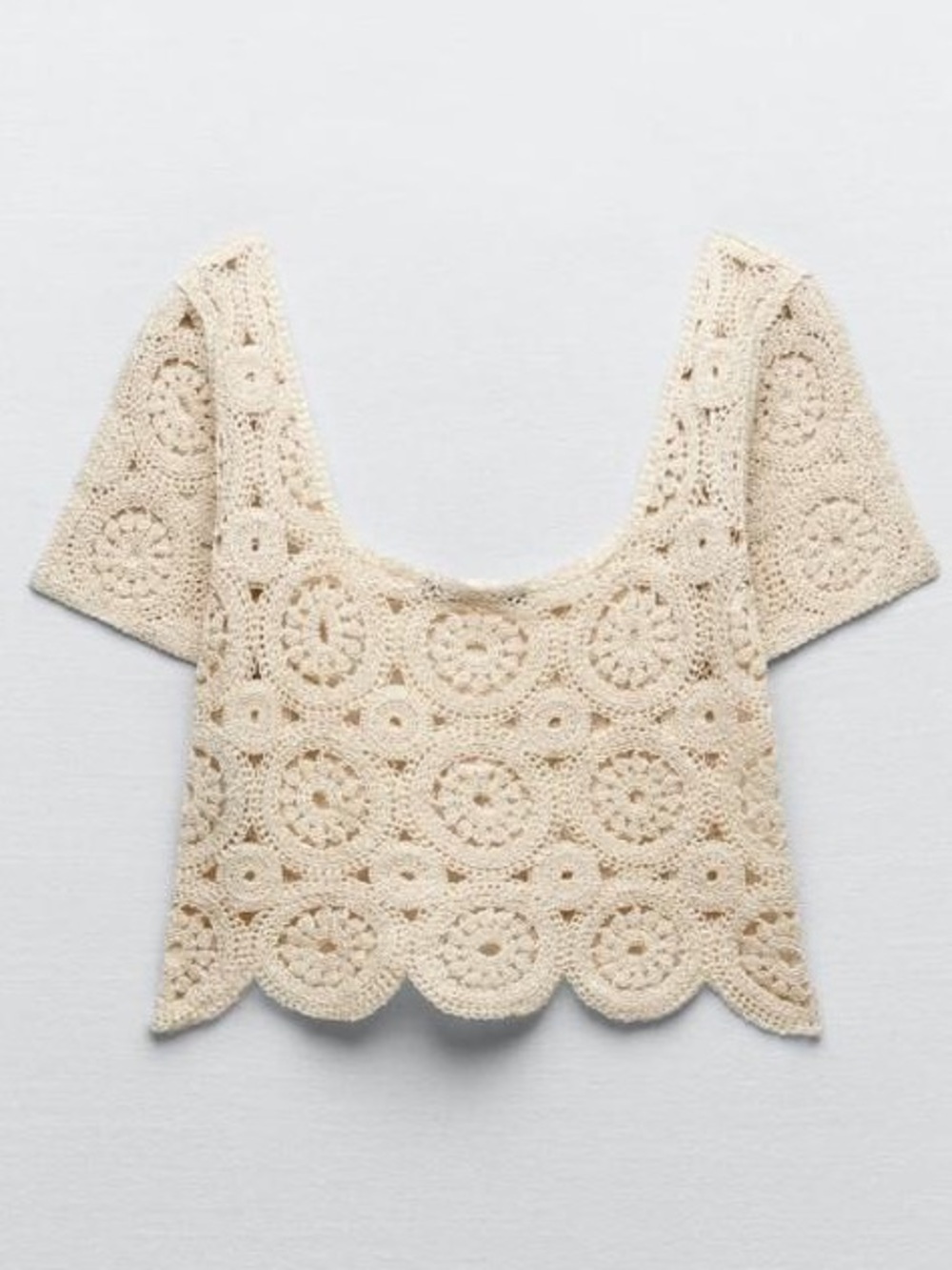 🤍 Zara Bohemian Embroidered Coastal Cowgirl Cottagecore Crochet Crop Top Size S - Picture 12 of 12
